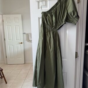 Who What Wear One Shoulder Olive Dress